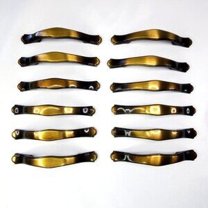 VTG Amerock 2-tone Brass Ombre 12 Cabinet Drawer Pulls Handles 5" MCM Design
